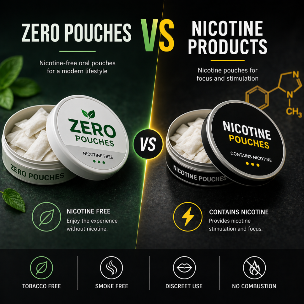 Zero pouches vs nicotine products comparison image