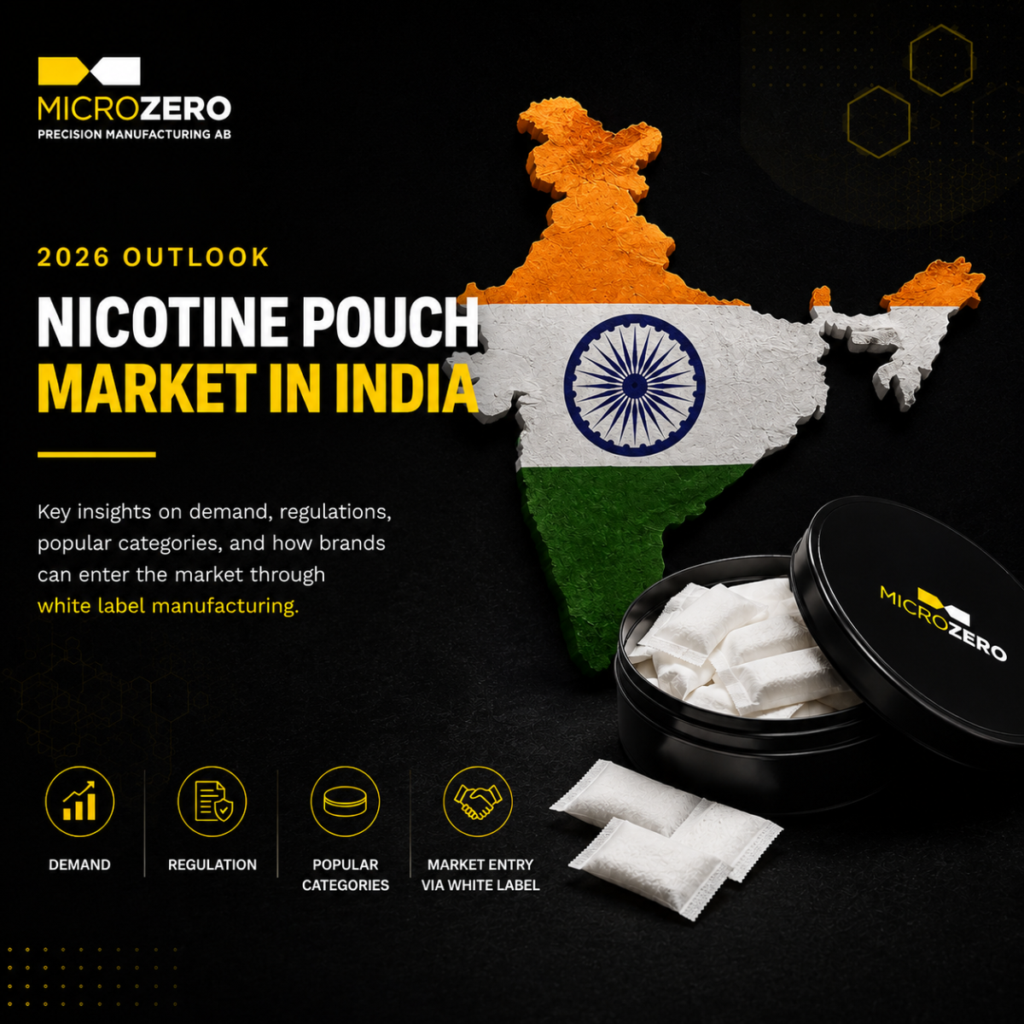 Nicotine pouch market in India 2026 – demand, regulation and white label opportunities.